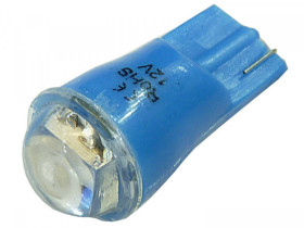 Żarówka LED W5W T10 10mm niebieska 12V soczewka