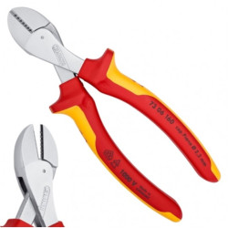 Szczypce boczne tnące X-CUT 160mm z wysokim przełożeniem izolowane VDE 1kV dla elektryka KNIPEX 73 06 160