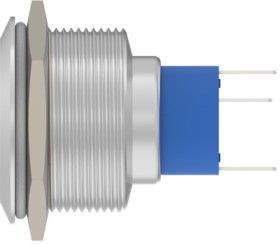 Vandal-proof pushbutton switch, 1 pole, silver, illuminated  (yellow), 3 A/250 VAC, mounting Ø 25.2 mm, IP67, 1-2317656-5