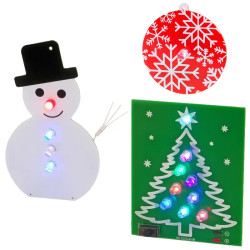 Ozdoby świąteczne do zlutowania: Bałwanek, Bombka, Choinka LED RGB. Zestaw DIY AVT XMASBOX2