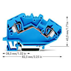 WAGO 782-604 2-conductor Through Terminal Block for Ex i Applications Blue