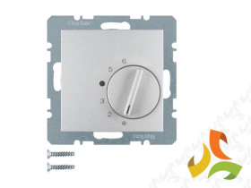 BERKER B.KWADRAT Regulator temperatury pomieszczenia z zestykiem zmiennym i elementem centralnym aluminium mat lakierowany 20261