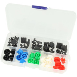 Zestaw 25 sztuk przycisków z kolorowymi nakładkami do Arduino