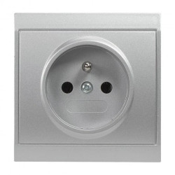 Gniazdo pojedyncze p/t 2P+Z Luna, 16A, 250V, PT-16L, srebrny,OR-OE-7605/G
