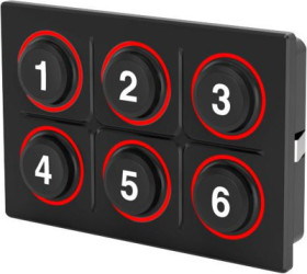 EAO Series 09 Rugged Keypad 6PB, Hardwired, 24V, Screw-in &amp; Clip - in, LED red