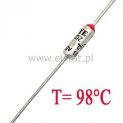 Bezpiecznik termiczny 10A 98°C axialny; THT