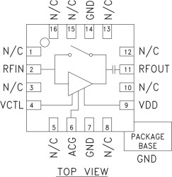 GaAs PHEMT MMIC Low Noise Amplifier w/ Bypass Mode, 700 - 1000 MHz