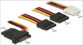 60171 Power Cable SATA 15 pin plug &gt; 3x SATA + Molex 4 pin female 20 c