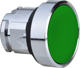 Pushbutton switch, unlit, latching, waistband round, green, front ring silver, mounting Ø 22 mm, ZB4BH03