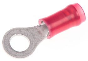 Zacisk oczkowy rozmiar przewodu 1.65mm² Ø , M4 (#8) izolowany średnica wew 4.34mm Czerwony TE Connectivity