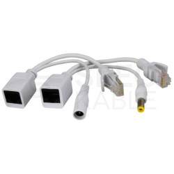 Zestaw adapterów P-POE1 RJ45 kat.5e do zasilania kamery IP PoE za pomocą skrętki LAN (RJ45 <-> RJ45 + DC) Pulsar