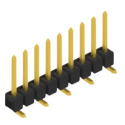Pin header, 9 pole, pitch 2.54 mm, angled, black, 10047546