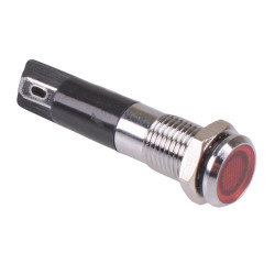 Red LED 8mm Metal Panel Indicator Light Flat 24V