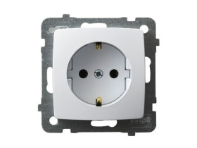 KARO Gniazdo pojedyncze z uziemieniem schuko IP-20 zaciski gwintowe biały GP-1SS/m/00 OSPEL