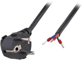 Power cable, Europe, plug type E + F, angled on open end, black, 1.8 m, EK504AE.1,8