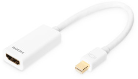 Adapter cable, 0.15 m, white, Mini-DisplayPort plug, straight to HDMI socket type A, straight, DB-340404-001-W