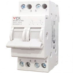 Przełącznik wyboru zasilania Sieć-Agregat 1-0-2 63A instalacyjny 2-modułowy VCX