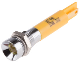 Lampka kontrolna do montażu panelowego 12V ac, Żółta 8mm LED Chrom Końcówka lutownicza RS PRO