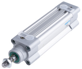 Siłownik pneumatyczny z tłoczyskiem skok: 70mm Festo Ø 32mm dwustronnego działania Action 215.1mm z amortyzacją