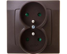 KARO Gniazdo podwójne z/u z przesłonami czekoladowy metalik GP-2SZP/40