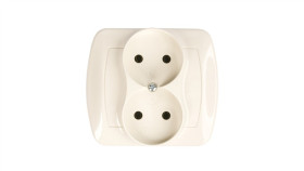 Simon Akord Gniazdo Podwójne B/U 16A Ip20 Beżowe Ag2/12