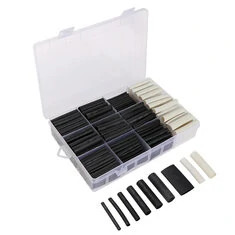 300szt Zestaw Rękawów Termokurczliwych Poliolefinowych 3:1 Kolor Czarno-Biały do Izolacji Przewodów i Kabli