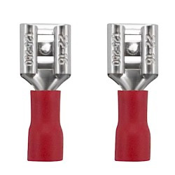 2x Konektor żeński 6.3mm z izolacją czerwony AWG