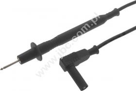 4411-F2-IEC-100-SW Przewód silkonowy 0,75mm2, dł. 1,0m, sonda 2mm / wtyczka kątowa 4mm, czarny, ELECTRO-PJP, 4411F2IEC100SW