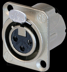 NC3FD-LX-HA XLR panel jack, 3-pin, silver, nickel-plated, crimp