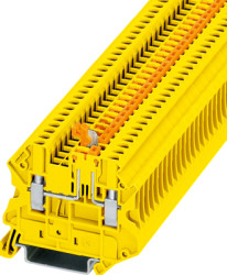 Knife disconnect terminal, screw connection, 0.14-4.0 mm², 2 pole, 20 A, 6 kV, yellow, 1132637