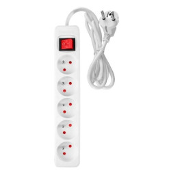 Listwa zasilająca 5 gniazd 3m, 3x1.5mm2, biały, ON/OFF 90-179