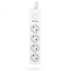 Przedłużacz KERG z wyłącznikiem-4 gniazda-biało-szary-3m-10A-H05VV-F-3x1,0mm2
