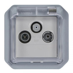 NOWE PLEXO 55 Gniazdo telewizyjne TV-R -SAT końcowe mechanizm szare 069558L