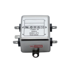 Filtr sieciowy 6A 1-fazowy 680kΩ 115/250 V AC 50 → 60Hz 2 x 8,0mH RS PRO Montaż w obudowie