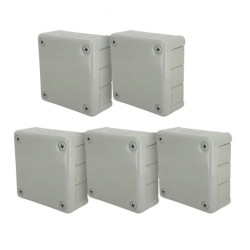 Puszka hermetyczna natynkowa 118x118x46mm 12-wlotowa, z dławikami gumowymi, IP55 zamknięcie na wkręty, szara EDO 5szt