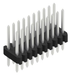 Pin header, 20 pole, pitch 1.27 mm, straight, black, 10061297