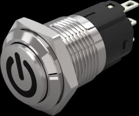Vandal-proof pushbutton switch, silver, unlit , mounting Ø 16 mm, IP65/IP67, 82-4161.2000.B002