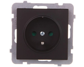 SONATA Gniazdo pojedyncze z/u z przesłonami czarny metalik GP-1RZP/m/33