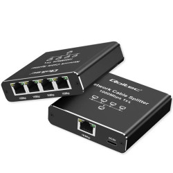 Qoltec Rozdzielacz Splitter Ethernet mini SWITCH 1x4 RJ45 1000Mb/s USB-C Aluminium