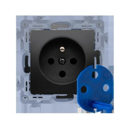 Simon 10 Gniazdo DATA z kluczem uprawniającym (moduł) 16A, 250V, zaciski śrubowe czarny mat CGD1.01/49