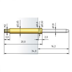 Igła testowa 1061/G-C31-1.5N-NI-1.8X1.5/3.0, raster 4,00 (160 mil)