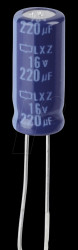 ELXZ160ETD221MF15D Elko radial, 220 µF, 16 V, 105°, Low ESR, 6.3 x 15 mm, RM 2.5