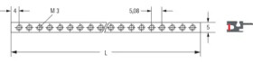 Threaded strip, (L x W x H) 429.9 x 5 x 1.5 mm, 85 HP, 240-069-85