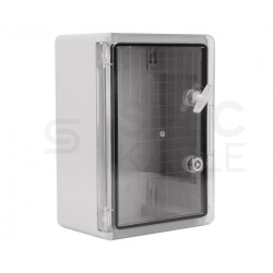 Obudowa plastikowa skrzynka hermetyczna, drzwi transparentne ABS 350x250x150mm IP65