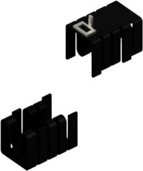 Clip-on heatsink, (L x W x H) 15.24 x 14.5 x 16.75 mm, 21 K/W, black anodized, 10006512