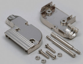 D-Sub connector housing, size: 1 (DE), angled 90°, cable Ø 11 mm, metal, silver, 10120269