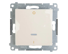 Simon 54 Łącznik dwubiegunowy z podświetleniem, szybkozłącza, kremowy DW2L.01/41