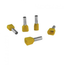 Końcówka tulejkowa izolowana HI 2x6/14 (100szt.) podwójna żółta DIN