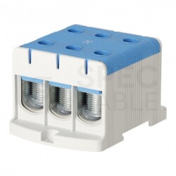 Listwa zaciskowa 3-torowa Al/Cu 35-150mm2 na szynę TH35 niebieski FJ-E150/3/B HEDO