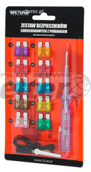 Zestaw bezpiecznikĂłw samochodowych UNI + PrĂłbn.